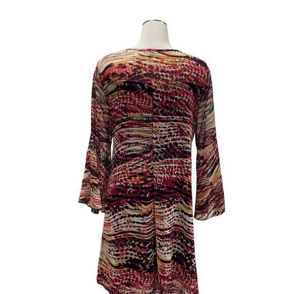 Spense Multicolor Bell Sleeve Dress 8 Abstract Lightweight Flowy Feminine Comfy - Picture 6 of 10